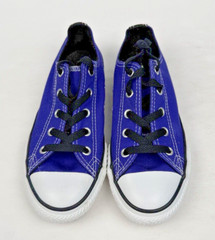 Converse All Star Junior Size 1 Double Tongue 647729F Purple Low Top EUC