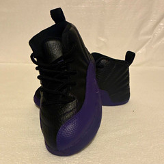 Jordan Air Jordan 12 Unisex Kids High Top Athletic Sneaker Black Purple US 9