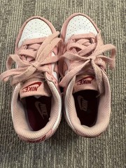 Nike Dunk Low Top Shoes Kids Size 11C Pink White Leather Sneakers HV0930-100