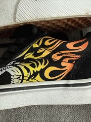 Vans Kids Size 13 Flame Wall Old Skool Shoes Black Fire Flame Low Top Sneakers