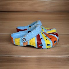 Crocs Classic Terry Cloth Clog Blue Multi Juniors Size J4 NEW Unisex