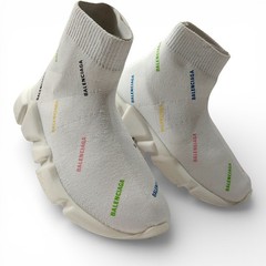 Balenciaga Youth White Multi Logo Speed Sock Sneakers Size EU 23 24 NWB 0003