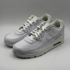 Kids Nike Air Max 90 LTR CD6864-100 Triple White Size 7Y Leather Air Shoes