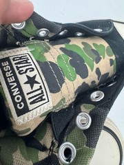 Converse All Star High Top Sneakers Youth Size 1 Green Black Camo Lace Up Casual