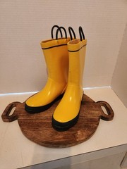 Lands‘ End Kids‘ Wellies Pull On Splash Rubber Rain Boots Yellow Size Y 13