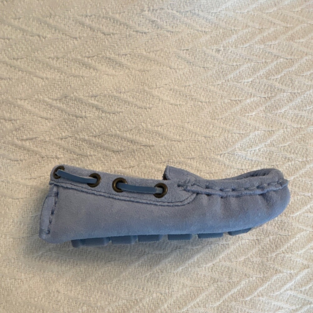 Janie and Jack Light Blue Suede Loafer Unisex Kids Shoes Embroidery Slip On
