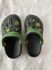 Skechers John Deere Foamies Clogs Gray Green Tractor Charms Size 11 Toddler