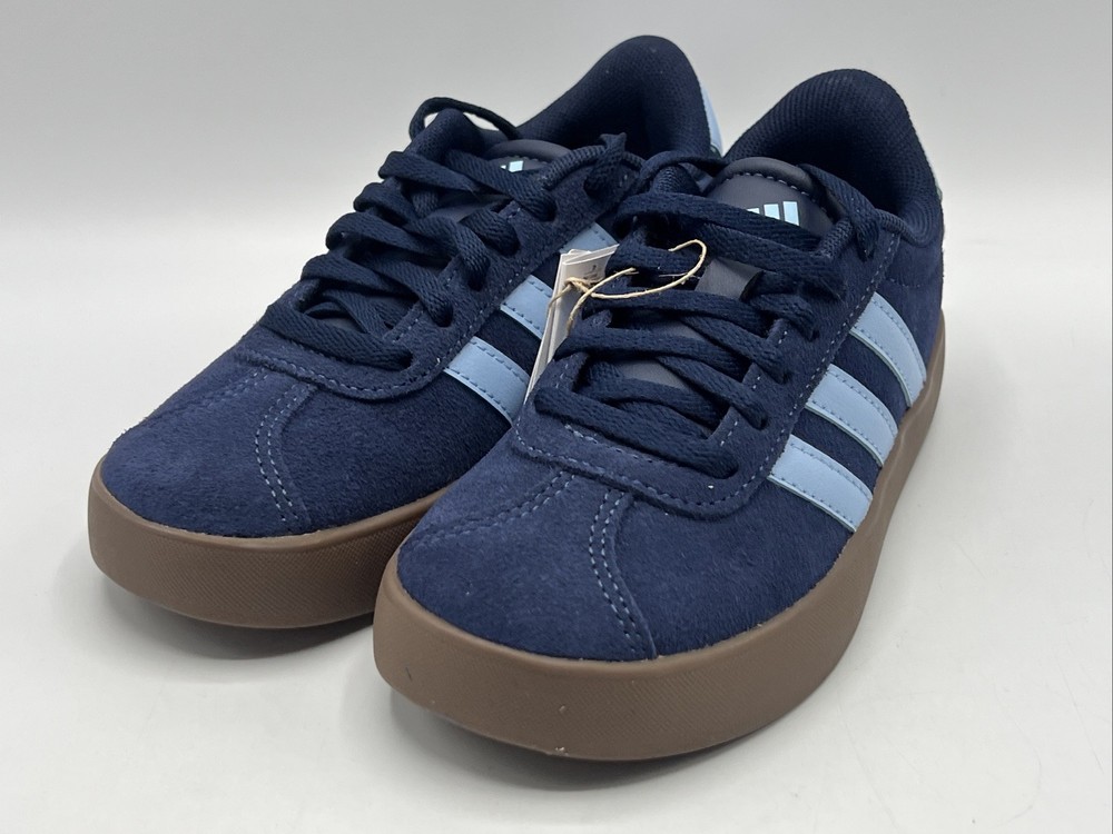 Adidas VL Court Kids Size 12k Blue Suede Lace Up Athletic Sneakers KI6489 New