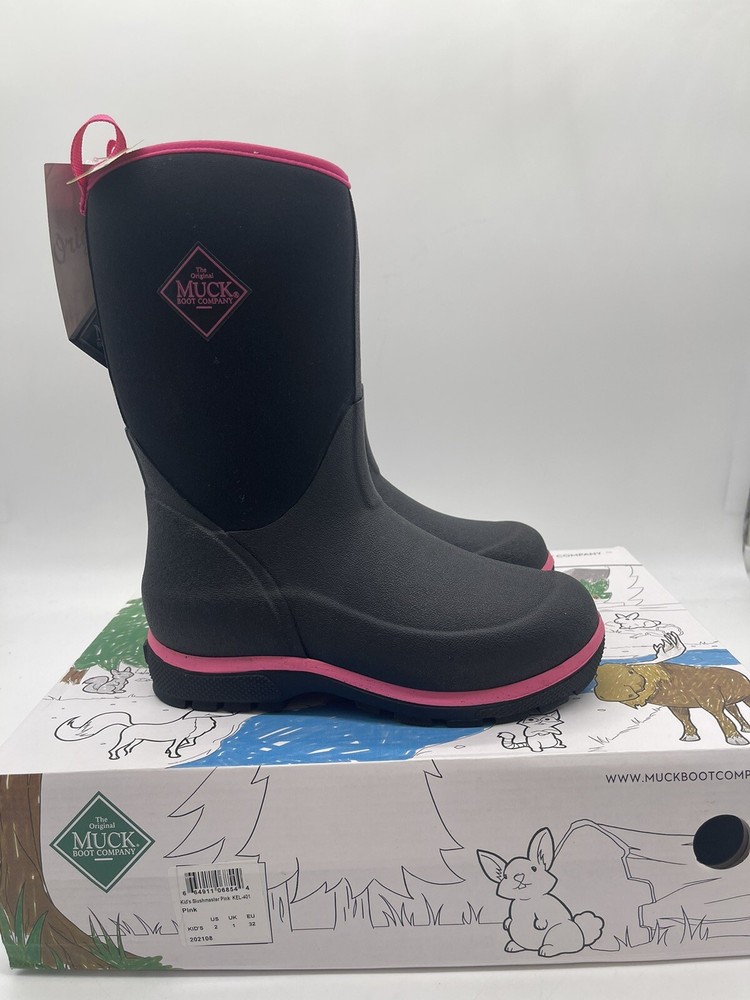 Tried On Muck Element Kids Pink Pull On Waterproof Comfort Mid Boots 2 Youth