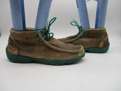Twisted X Brown & Green Leather Chukka Driving Moc Youth Size 4M Style YDM0017