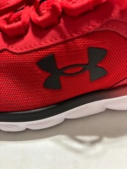 Size 5Y- Under Armour Assert 9 Kids School Running Shoes Red/white