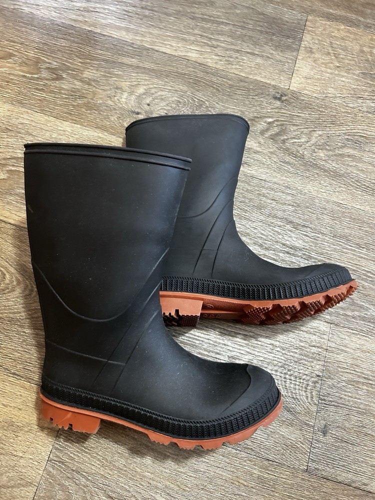 Kids Black Rubber Rain Boots Size 4 Made In Canada Waterproof Youth