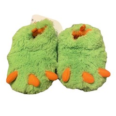 Green and Orange Monster Claw Slippers Childs Size 3 Wonder Nation Slip On New