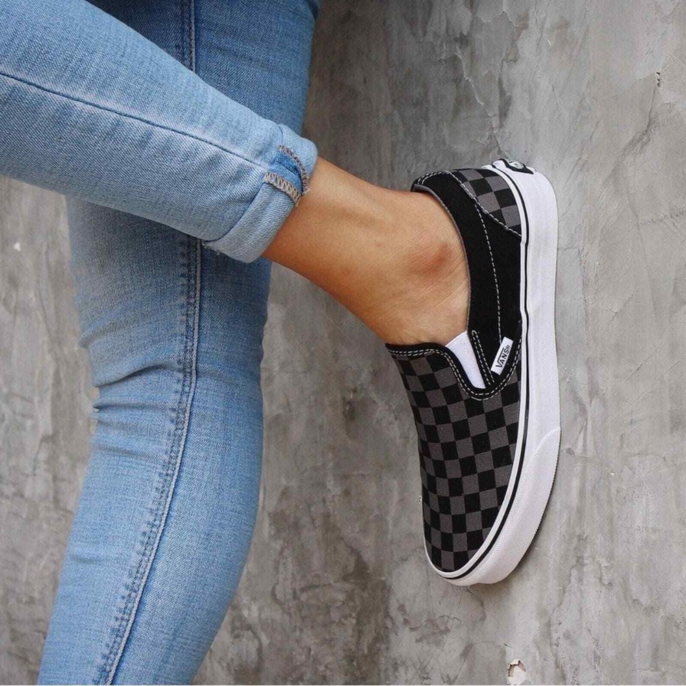 Vans Authentic Kids Classic Slip-On Checkerboard Black/Pewter Shoe – Kids 2.5