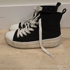 Art Class High-Top Sneakers Black White Unisex Kids Size 5 Side Zipper