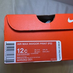 PS Nike Air Max Invigor Print Grey Purple AH5263-001 NEW in Box Kids Size 12c