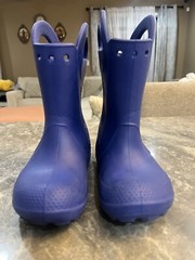 Crocs~Kids C 13 Unisex Boy Girl~Rubber Rain Boots~Blue~Pull On With Handles