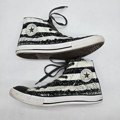 Converse All*Star Junior 6 American Flag Hi-top Stars Stripe Black White Chucks