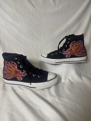 RARE Converse Chuck Taylor Dragon Flame High Top Youth Size 2 NWB