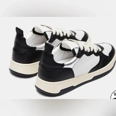 NEW Steve Madden Everlie Black White Leather Low-Top Oxford Kids Sneaker 13T