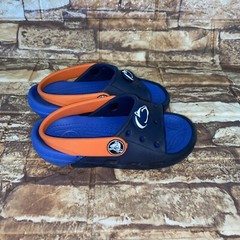 Crocs BAYA slide Open Toe Heel Strap Kids size C 8/9 Blue W/ Penn State Jibbitz