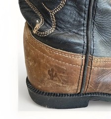 Laredo Kids Size 2D Brown & Black Two Tone Leather Western Cowboy Boots Rodeo