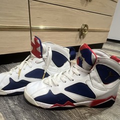 Jordan Air Jordan 7 Retro White/Blue/Red Leather High Top Sneakers 6.5Y