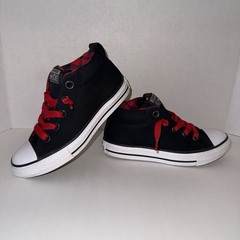 Converse Chuck Taylor All Star Black Red Plaid Unisex Kids Sneakers 1 640462F