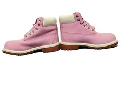 Timberland Boots PINK WHITE Leather Six Eye Lace Youth 1 US / 32.5 EU
