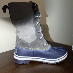 L.L Bean Duck Boots Kid Sz 1 Primaloft Snow Winter Lace Up Mid Calf Hiking Blue