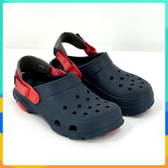 Kids Navy Blue CROCS Clogs w Red Adjustable Length Heel Straps Juvenile Size 3