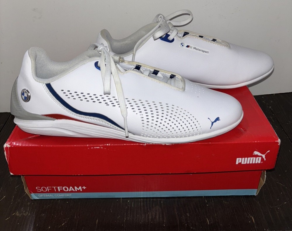 Puma BMW MMS Drift Cat Lace Up Youth Boys White Sneakers Shoes 307266 Size 6.5 C