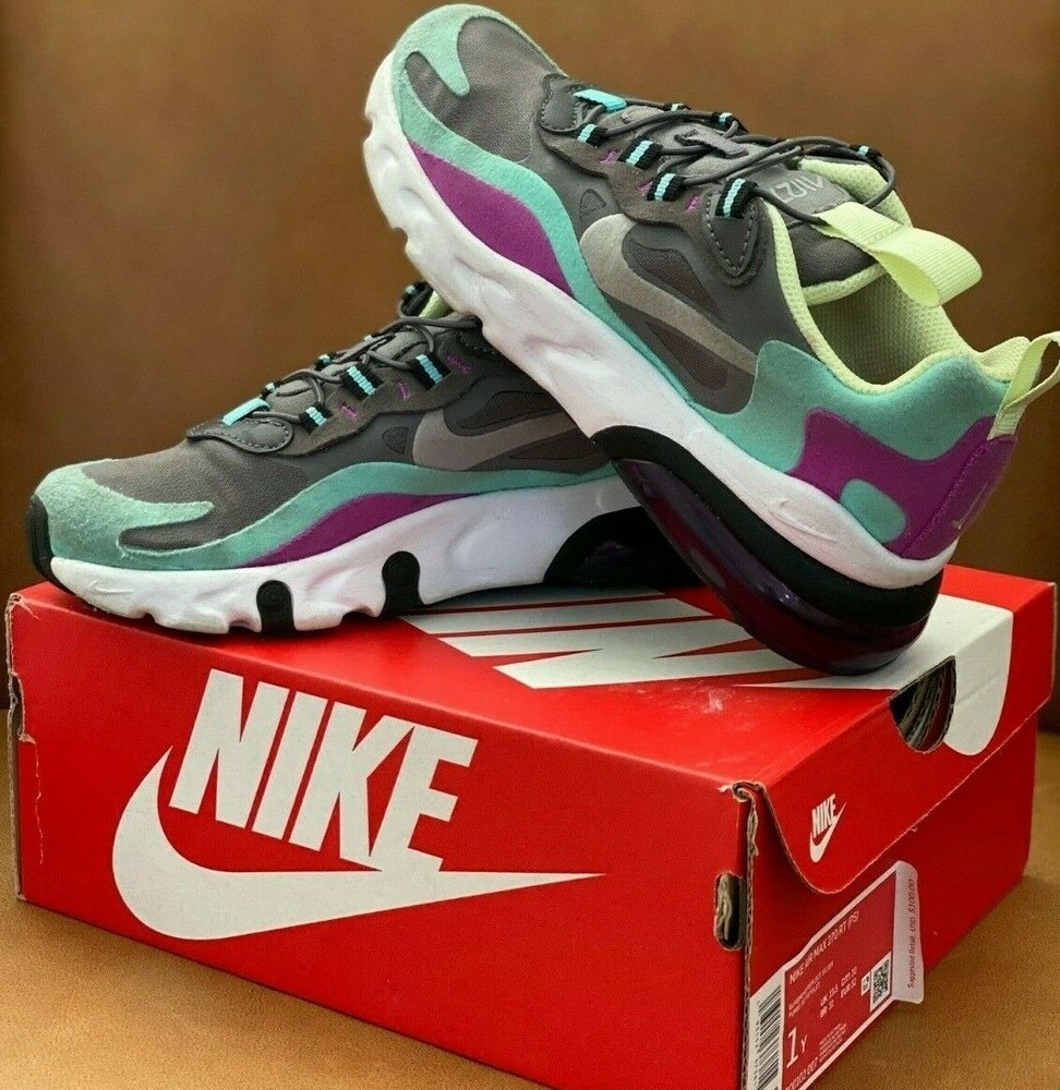 Nike Air Max 270 RT PS Shoes Size 1Y Girls Gray Violet Pastel Purple Rare Color