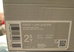 Nike Force 1 Low Lace (PS) White/Pink Rise (IF1673 124) Size 2.5Y