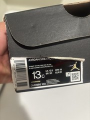 Jordan 3 Retro Kids Sneaker White Red Black Leather 13C DM0966-100