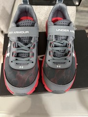 Under Armour UA PS Assert 8 AC Kids 3Y Gray/Red Hook & Loop Mesh Sneaker