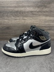 Air Jordan 1 Mid Metallic Silver Sneakers Kids Size 6Y GS FZ3938-001