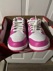 Nike Dunk Low (GS) 5Y Pink/White Leather Lace-Up Sneakers FB9109-102