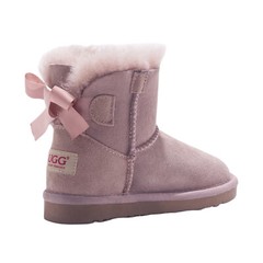 UGG Boots Unisex Kids Child Classic Button Bailey Bow Australian Sheepskin Wool