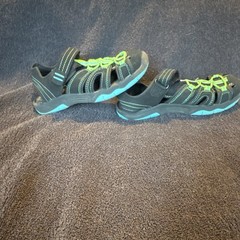 Wonder Nation Unisex Kids Sport Sandals US 1 Black/Green/Blue Hook & Loop
