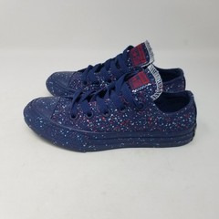 Converse Ox Splatter Junior Sz 12 Chuck Taylor Casual Sneaker Low Top Paint Blue