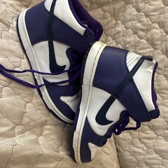 Nike Dunk High Men’s High Top Sneakers Purple/White Lace-Up Size 7Y