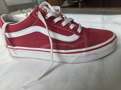 VANS Off The Wall Old Skool Red/White Canvas Low Top Lace-Up Sneakers US 5.5