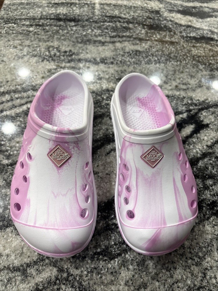 The Original Muck Boot Company MMLCK40Y Pink White Tie Dye Clog Sandals Kids 11