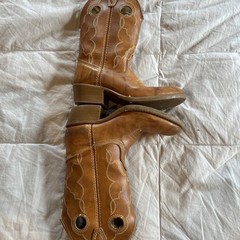 ACME Circle A Brown Leather Stitched Cowboy Boots Kids Size 11B