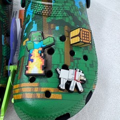 Crocs Minecraft Classic Clog K Light Up Green/Blue Pixel Kids J5 210830-90H