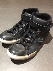 Converse All Star Kids Black Leather Sneakers pro blaze Size 4