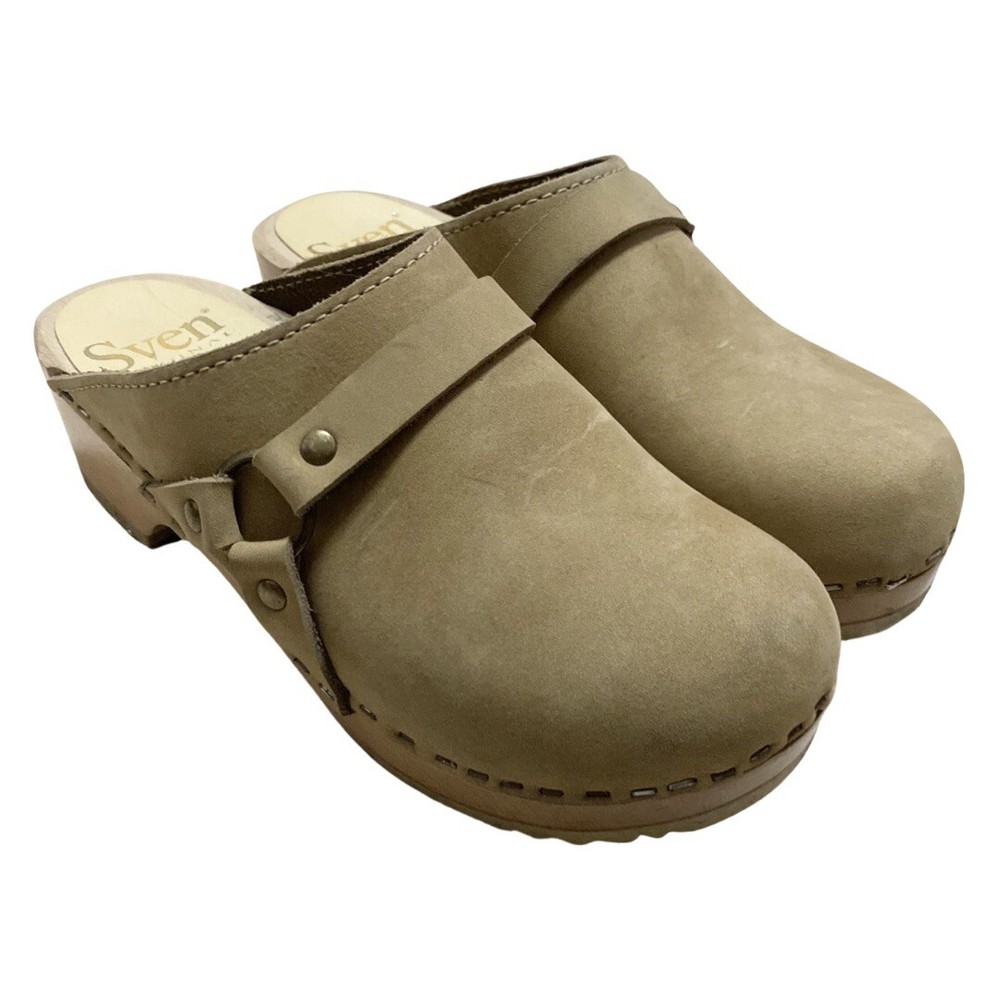 Sven Originals Suede Clogs Biker Strap Slip On Beige Kid’s Size 32 / US 2