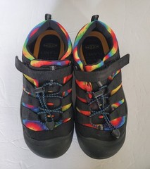 KEEN Youth Newport Unisex Black Tie Dye Rainbow Shoes Size 6 Toe Bumpers