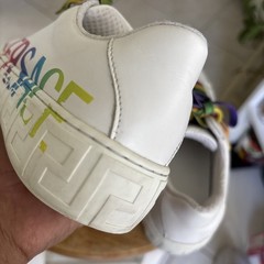 Versace White Greca Rainbow Leather Low-Top Bohemian Kids Size 31-US Size 13